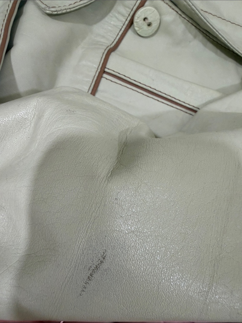 Beige/Tan Coat/Jacket with Brown Piping - Picture 10 of 10